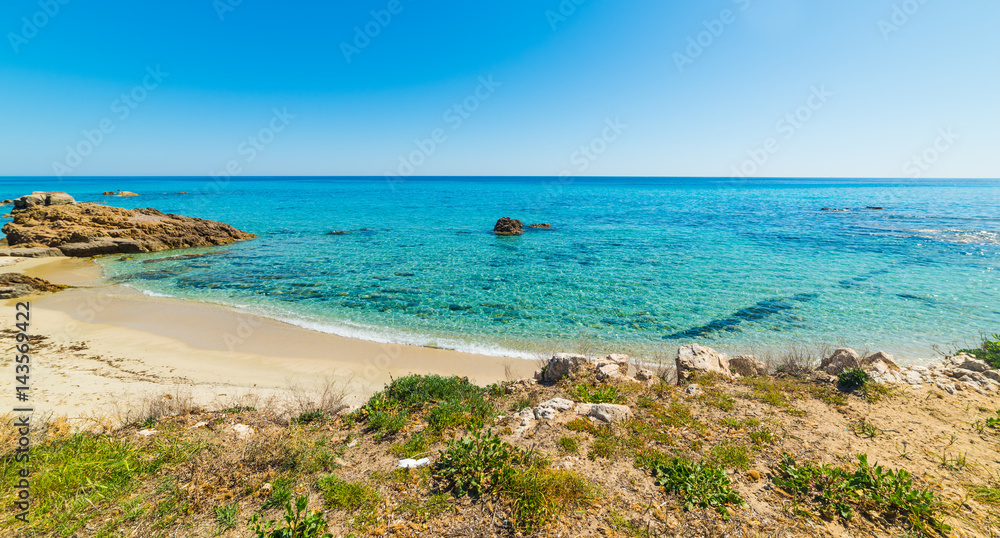 Turquoise sea in Santa Giusta beach