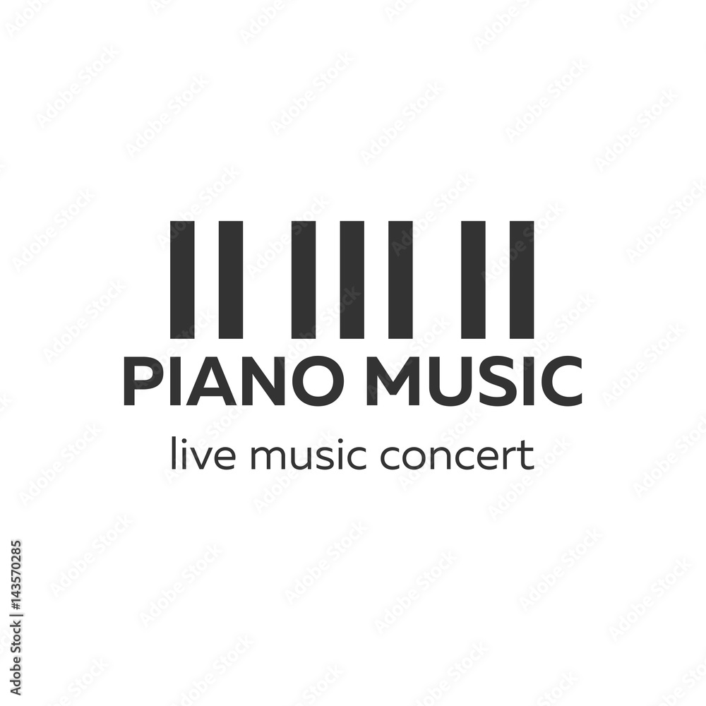 Piano concert logo design. Live music concert. Piano keys. Vector illustration. Piano concert logo design. Live music concert. Piano keys. Vector illustration.