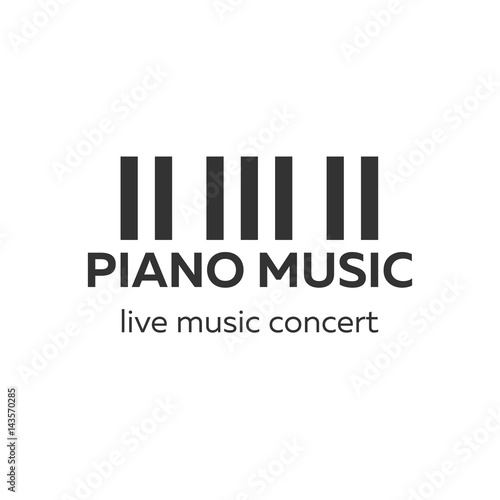 Piano concert logo design. Live music concert. Piano keys. Vector illustration.