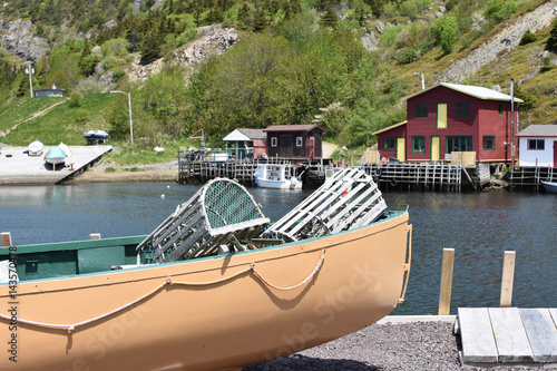 Quidi Vidi Village, Newfoundland: Vintage fishing boat with lobster traps  photo