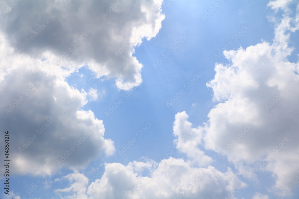 Obraz premium blue sky with big cloud and raincloud, art of nature beautiful and copy space for add text