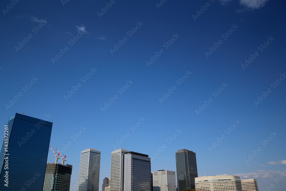 High-rise buildings and blue sky - .Osaka Business Park, Osaka, Japan