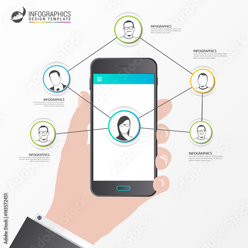 Social network concept. Global communication, infographic. Vector