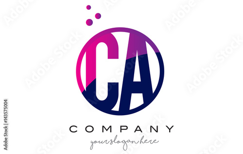 CA C A Circle Letter Logo Design with Purple Dots Bubbles