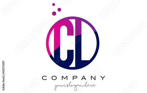 CL C L Circle Letter Logo Design with Purple Dots Bubbles