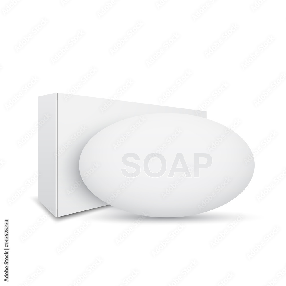 Soap with package 3d template, vector illustration, isolated on white Soap with package 3d template, vector illustration, isolated on white