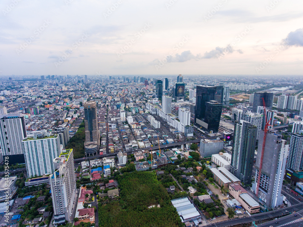 Fototapeta premium Aerial view of Cityscape of Bangkok