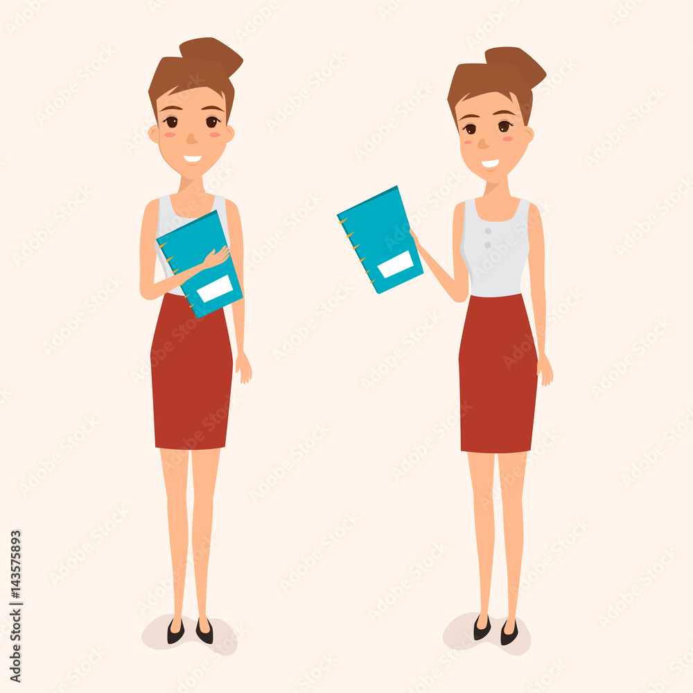 business woman take a portfolio. people character in job. avatar illustration vector flat design. business woman take a portfolio. people character in job. avatar illustration vector flat design.