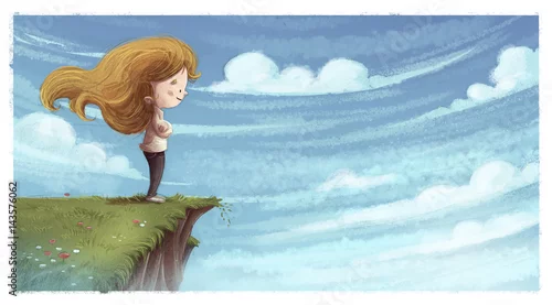 Obraz dziewczyna patrząc w niebo