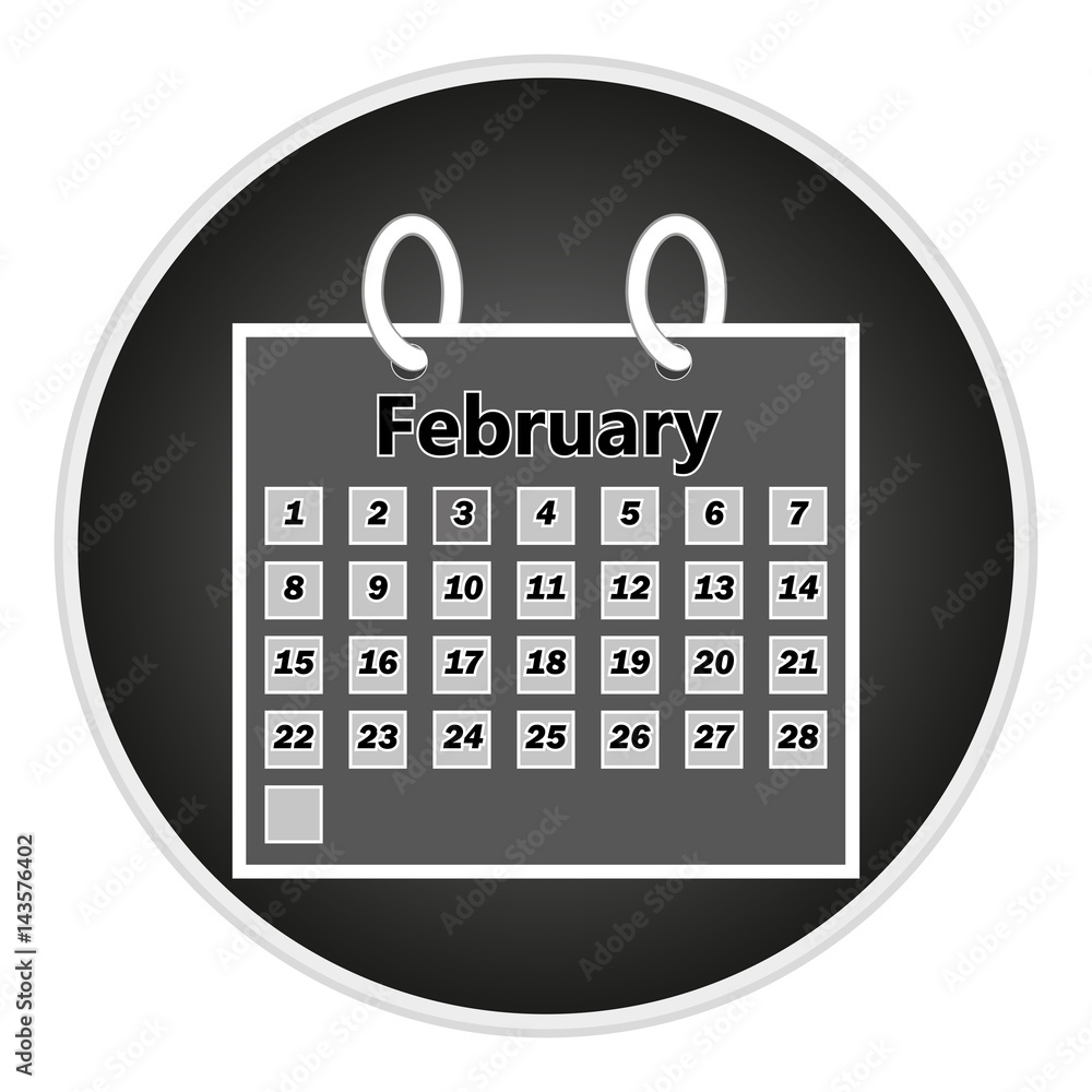 vector image button calendar. Month of February vector image button calendar. Month of February