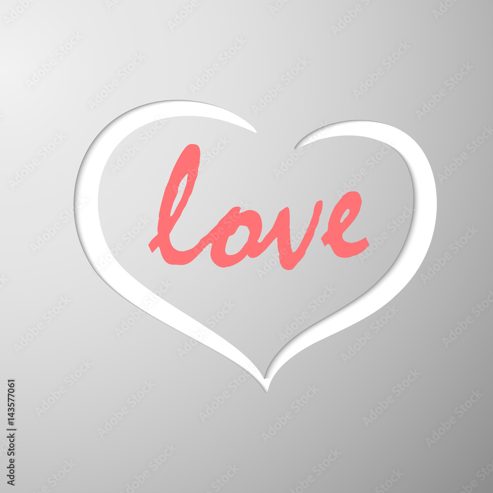 Silhouette of heart cut out of gray paper Silhouette of heart cut out of gray paper