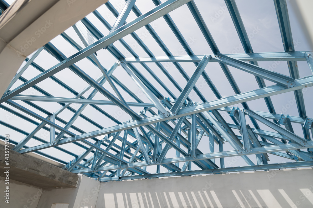 Structure of steel roof. Structure of steel roof.