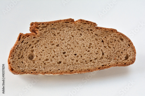 Closeup of a slice of wholemeal country bread