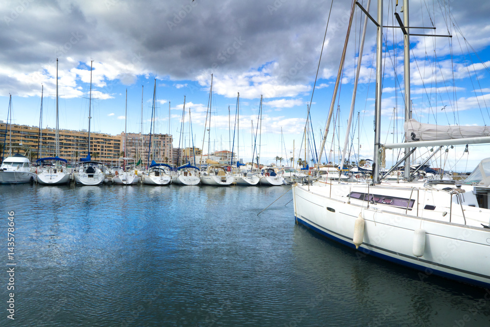 Fototapeta premium sailing boats in Saint Cyprien marina, south of france