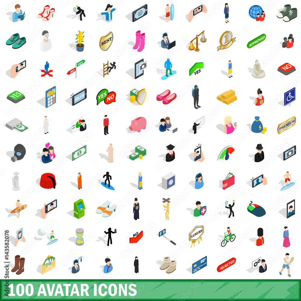 100 avatar icons set, isometric 3d style 100 avatar icons set, isometric 3d style