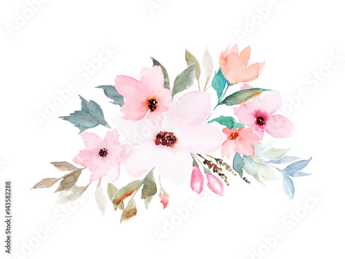 Watercolor floral template for wedding cards  invitations  Easter  birthday. Vector illustration