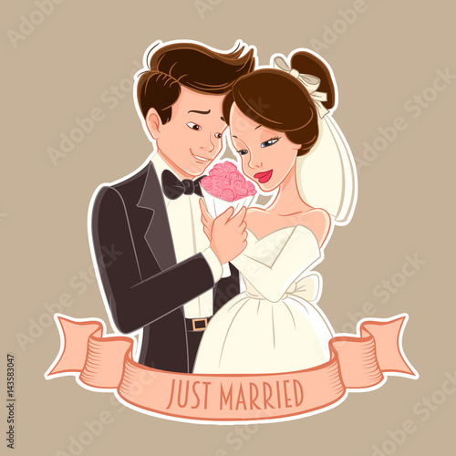just married vector illustration 