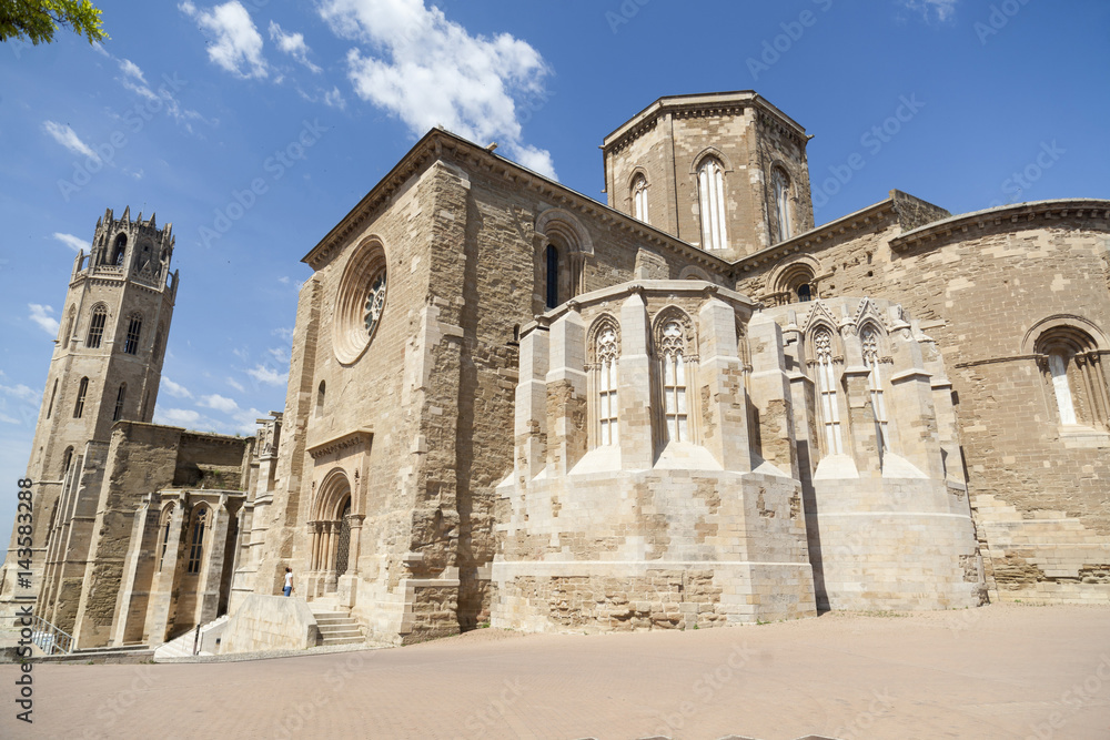 Old Cathedral, Catedral de Santa Maria de la Seu Vella, gothic style, iconic monument in the city of Lleida, Catalonia,Spain.