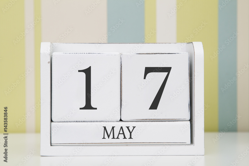 Cube shape calendar for MAY 17 on white table. Cube shape calendar for MAY 17 on white table.