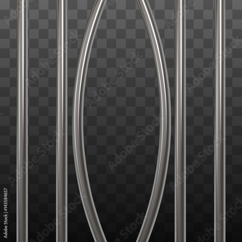 Broken prison bars on black transparent. Vector illustration. Way out to freedom concept