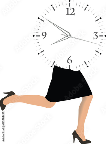 donna che corre con orario appuntamento di lavoro