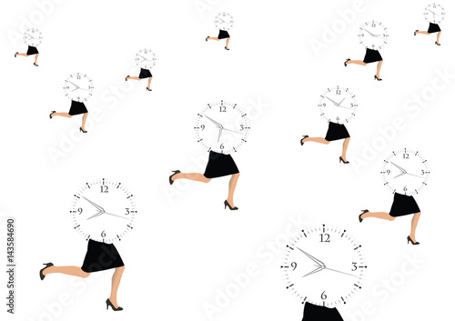 donna che corre con orario appuntamento di lavoro