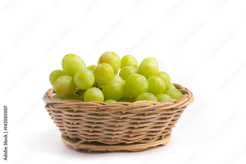 White Grapes into a Basket