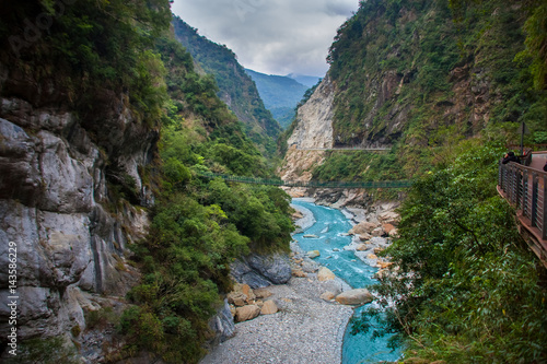 Taroko national park with river and rock in Taiwan.