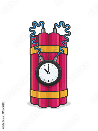 Time bomb with clock and dynamite vector illustration