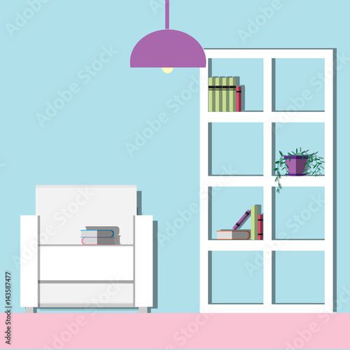 Living room Modern, Flat vector illustration.