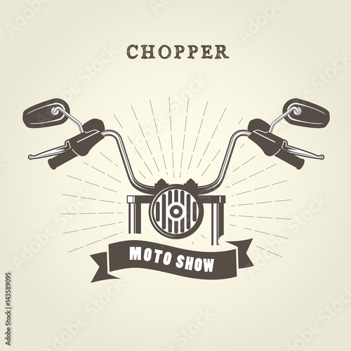 .Chopper moto handlebar with rear-view mirrors