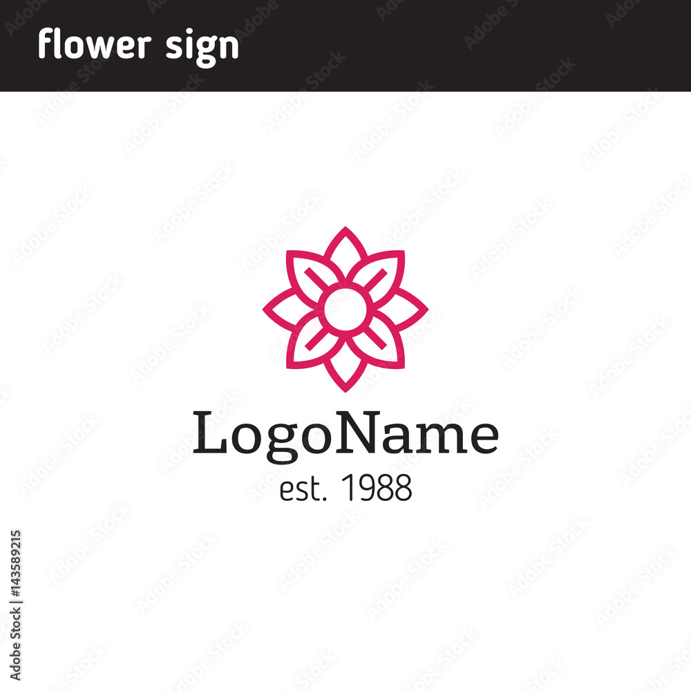 Sign in the shape of a flower made of simple lines Sign in the shape of a flower made of simple lines