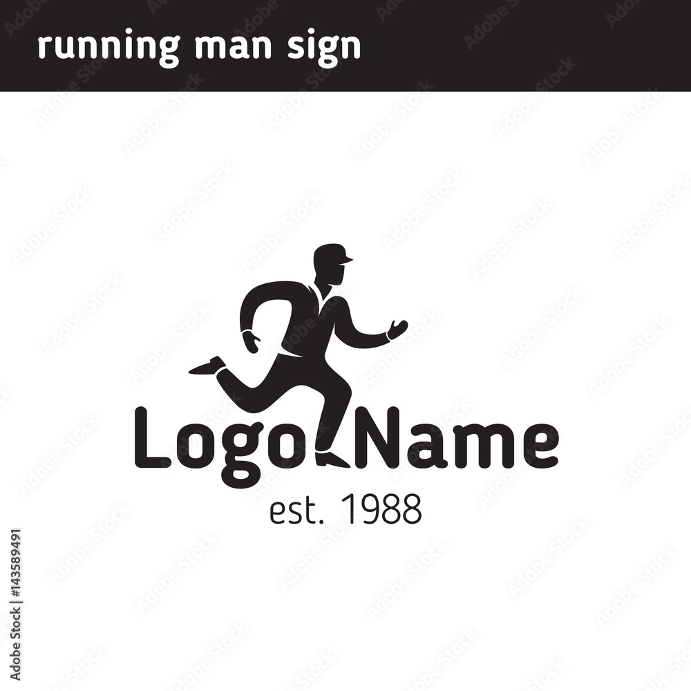 Sign the man in the cap runs Sign the man in the cap runs