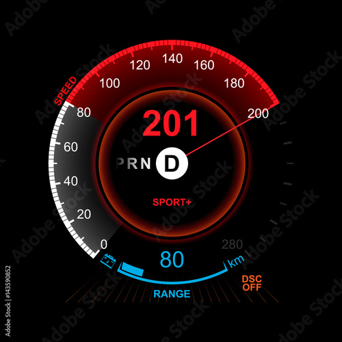 realistic car dashboard. speedometer