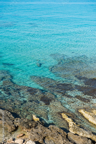 Transparent water in the mediterranean sea, Formentera. Spain