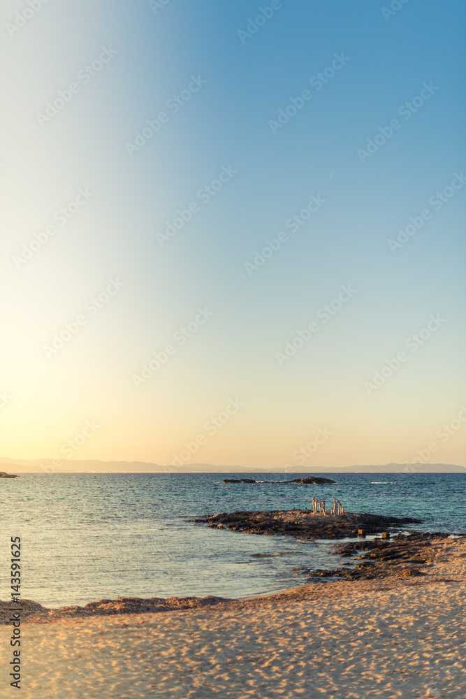 Sunset at the beach, Es Pujols, Formentera. Spain