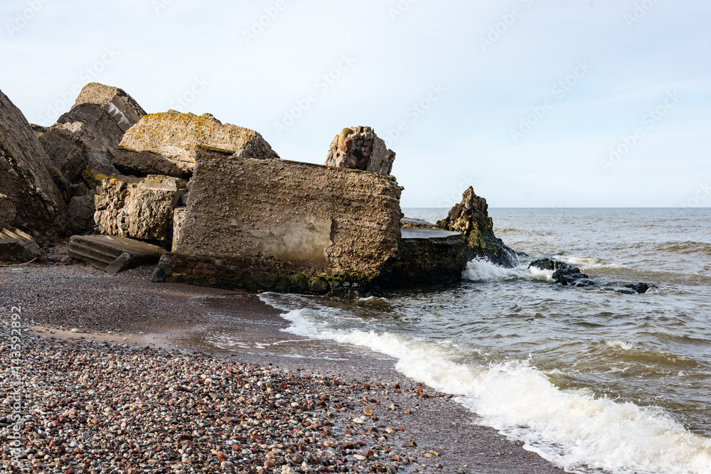 old war fort ruins on the beach