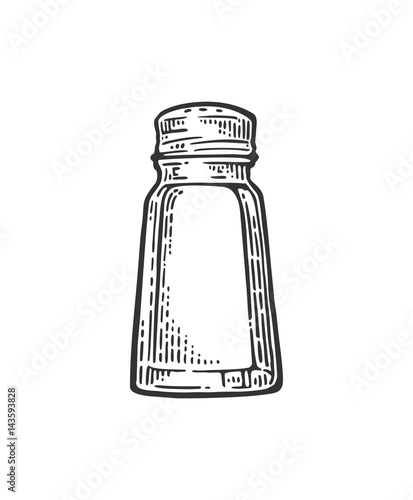 Salt shaker. Vintage black vector engraving illustration