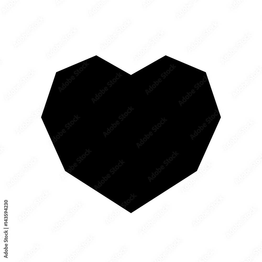 Heart Icon Raster Raster illustration. Heart Icon. Love symbol. Black original heart ...