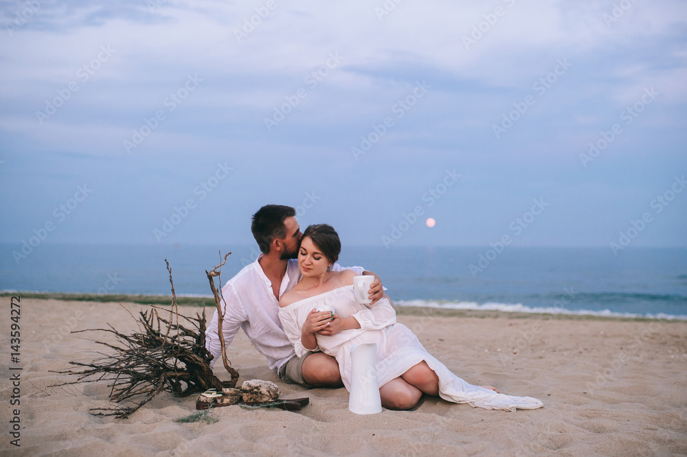 Fototapeta premium couple in love on the beach