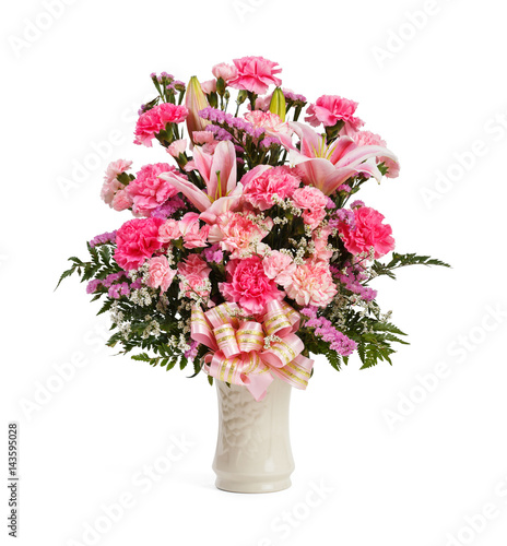 Natural flower bouquet in ceramic vase
