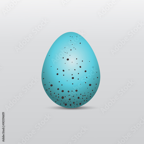 Single blue bird isolated egg with brown dots, Vector.