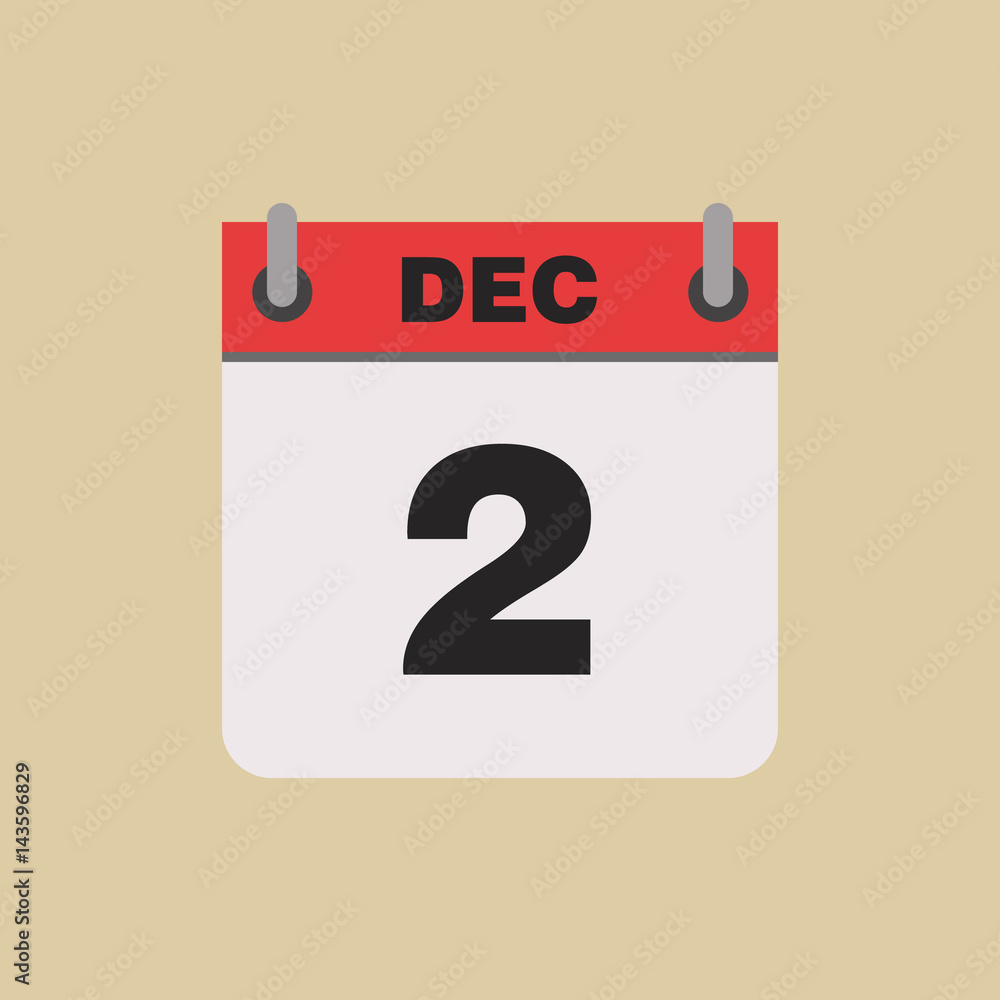 calendar flipping date time day month December simple flat vector illustration application app logo icon