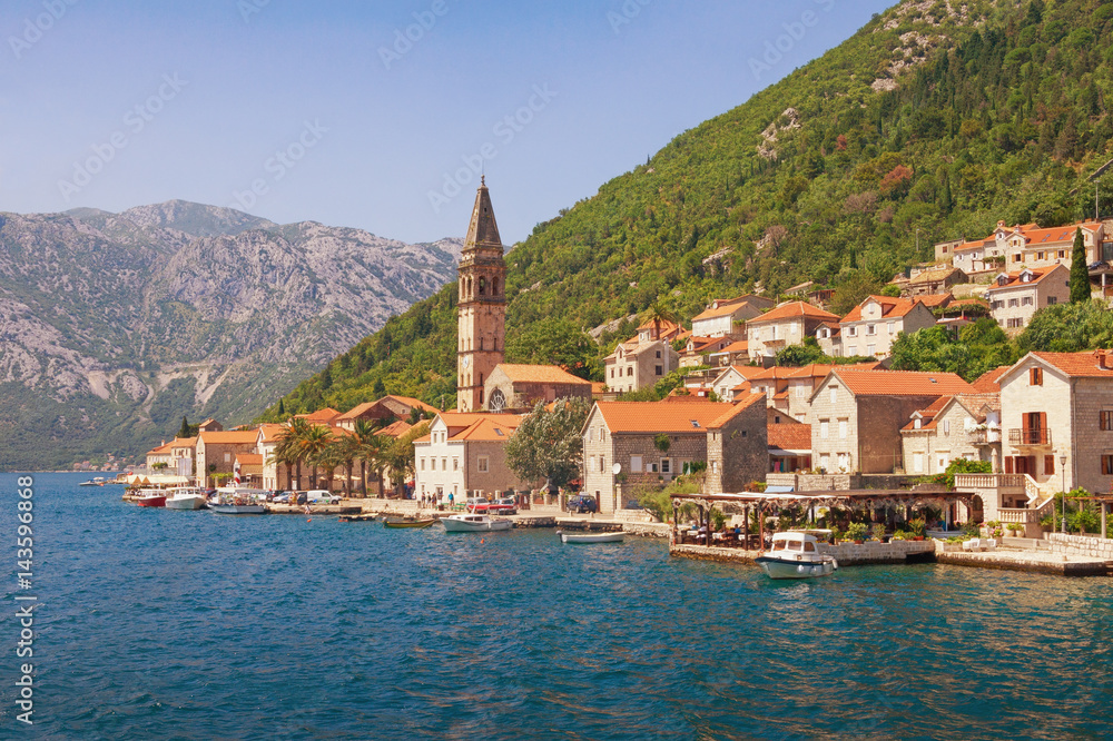 View of Perast town. Bay of Kotor, Montenegro