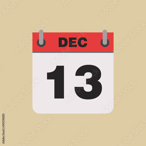 calendar flipping date time day month December simple flat vector illustration application app logo icon