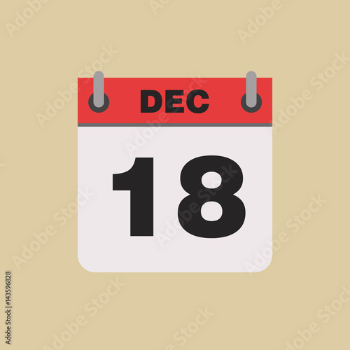 calendar flipping date time day month December simple flat vector illustration application app logo icon