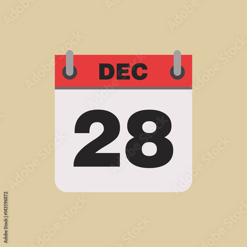 calendar flipping date time day month December simple flat vector illustration application app logo icon