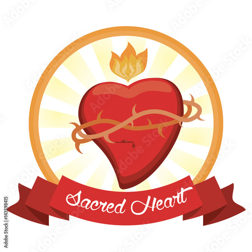 sacred heart jesus christ image vector illustration eps 10
