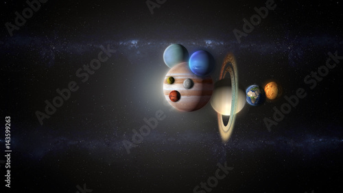Fototapeta Naklejka Na Ścianę i Meble -  planets flying into the space abstract universe