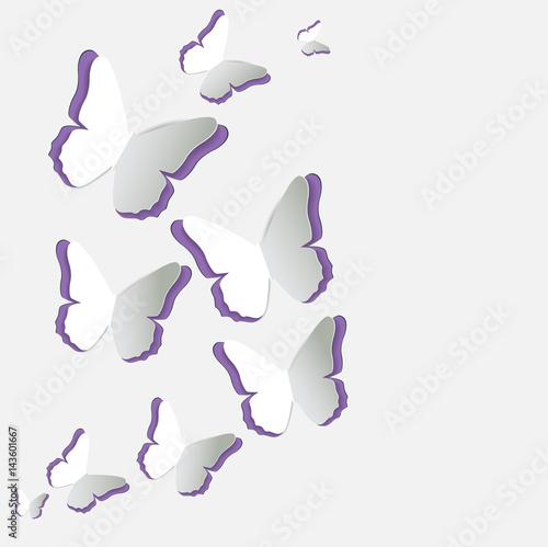 Abstract Paper Cut Out Butterfly Background. Vector Illustration